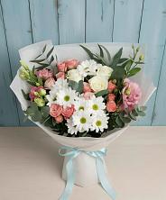 Букет цветов из:  Розы, Лизиантусы и Хризантемы в Поселок Зверосовхоза