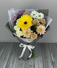Букет цветов из:  Розы, Герберы и Хризантемы в Поселок Зверосовхоза