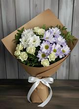 Букет цветов из:  Хризантемы и Розы в Поселок Зверосовхоза