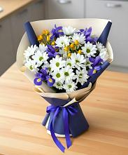 Букет цветов из:  Розы, Ирисы и Хризантемы #REPLACE_PRED# Поселок Зверосовхоза