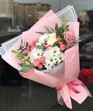 Букет цветов из:  Розы, Лизиантусы и Хризантемы в Поселок Зверосовхоза