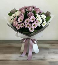 Букет цветов из:  Хризантемы и Розы в Поселок Зверосовхоза