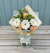 Букет цветов из:  Герберы, Розы и Хризантемы в Поселок Зверосовхоза