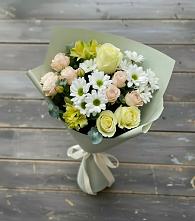 Букет цветов из:  Альстромерии, Розы и Хризантемы в Поселок Зверосовхоза